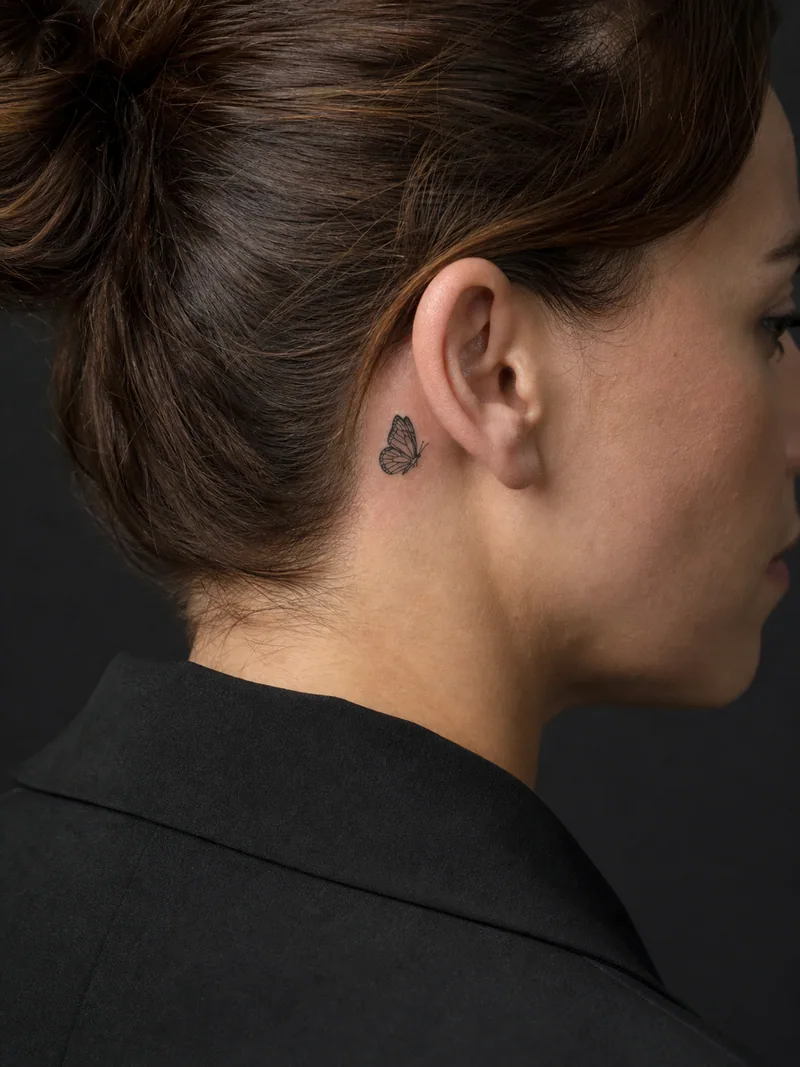 Tiny butterfly tattoo - A side-view butterfly keeps its wings partly closed.