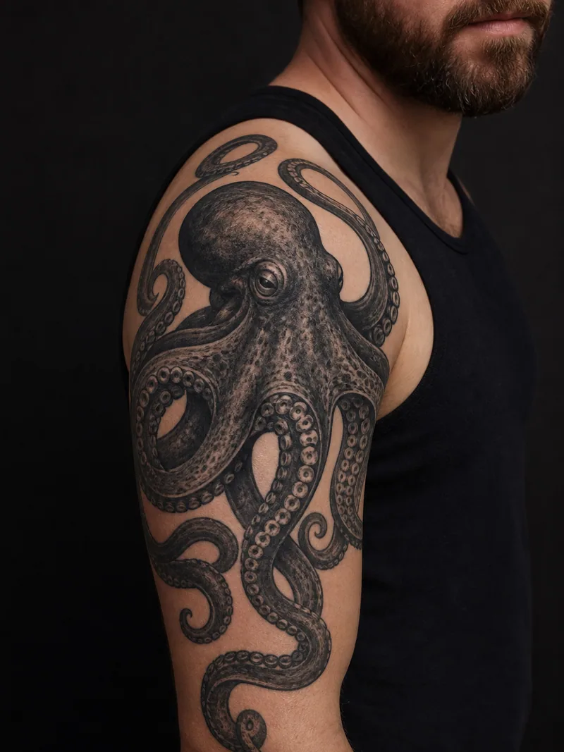 Octopus shoulder cover-up - Curving tentacles adapt to uneven edges and wrap a large shoulder piece.