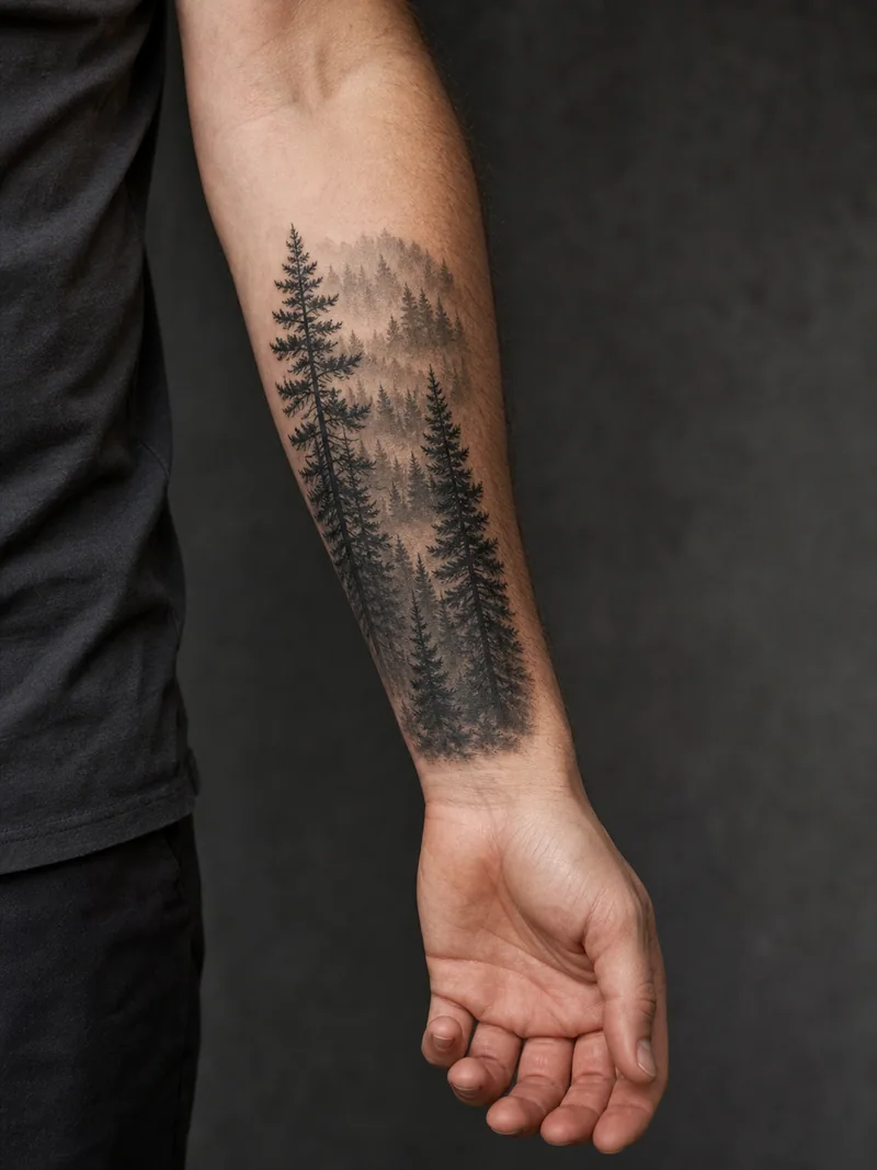 Forest landscape - A depth-heavy scene that uses the length of the arm as perspective.