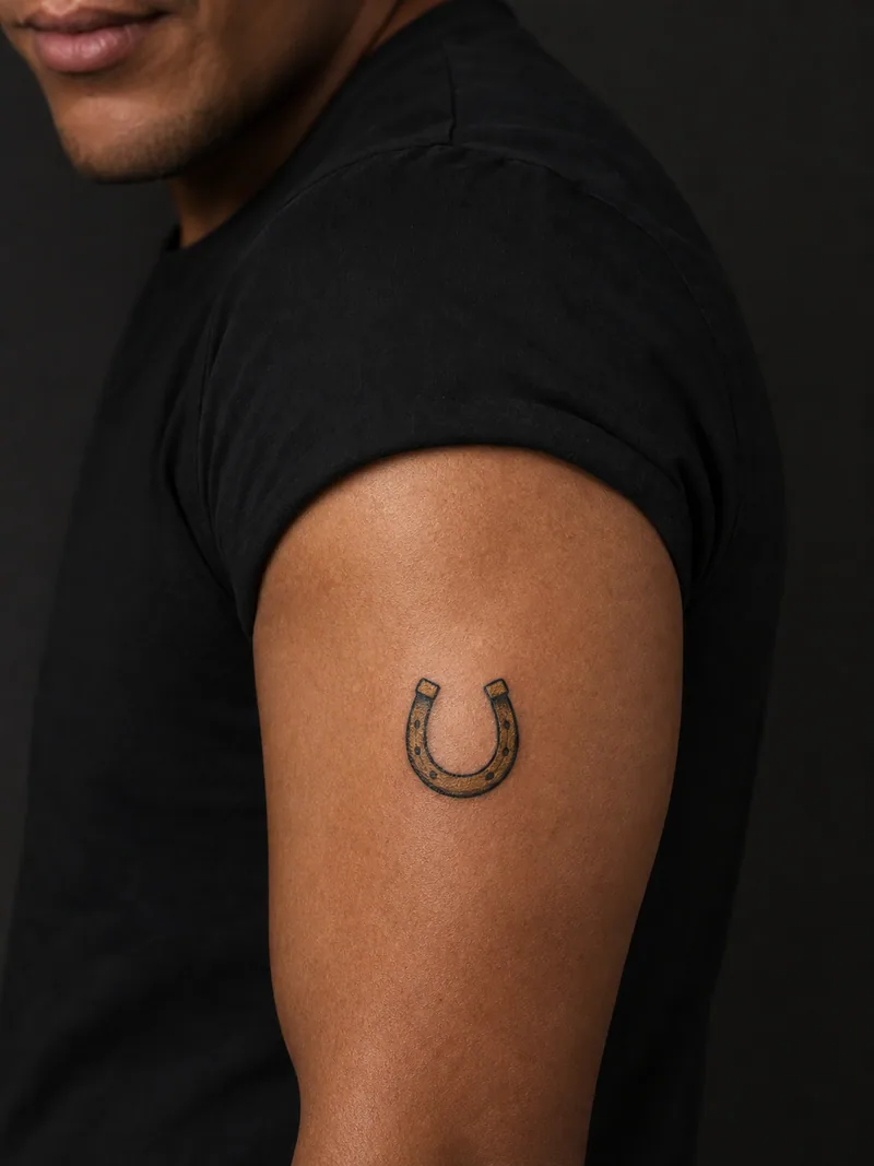 Horseshoe tattoo - A bold horseshoe keeps its classic form without banners or lettering.