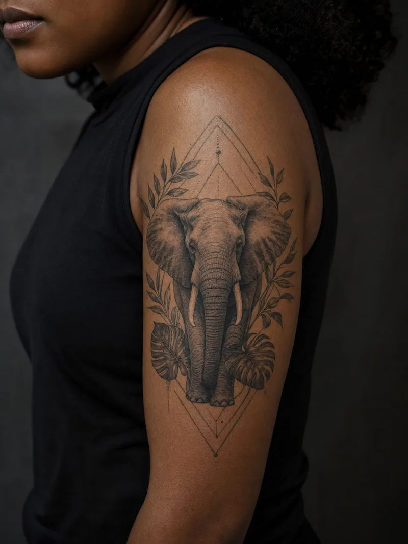 Tiger and peony tattoo - bold tiger portrait framed by red peonies across the shoulder