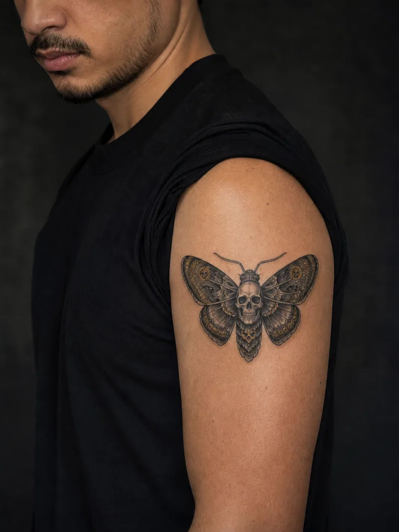 Skull moth tattoo - death-head moth with a decorative skull shape in its body
